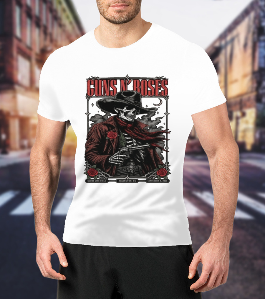Guns N' Roses Skeleton Cowboy Globe Life Field Arlington TX September 9 2026 T-Shirt