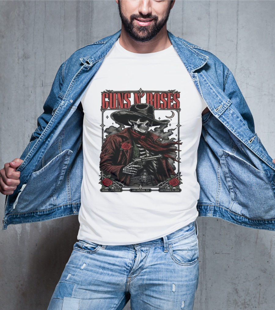 Guns N' Roses Skeleton Cowboy Globe Life Field Arlington TX September 9 2026 T-Shirt