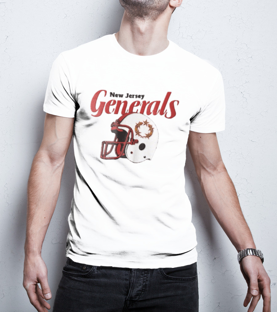 New Jersey Generals Distressed Helmet Five Stars T-Shirt