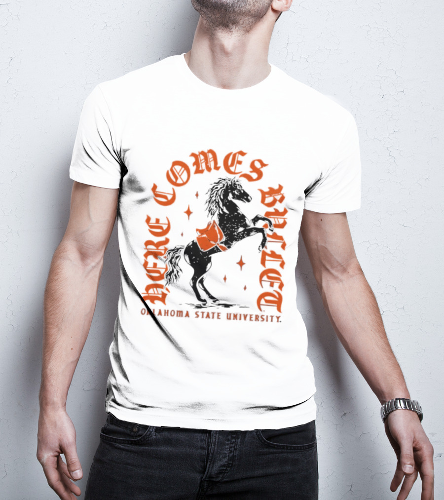 Oklahoma State University Here Comes Bullet Horse Riding Spirit T-Shirt