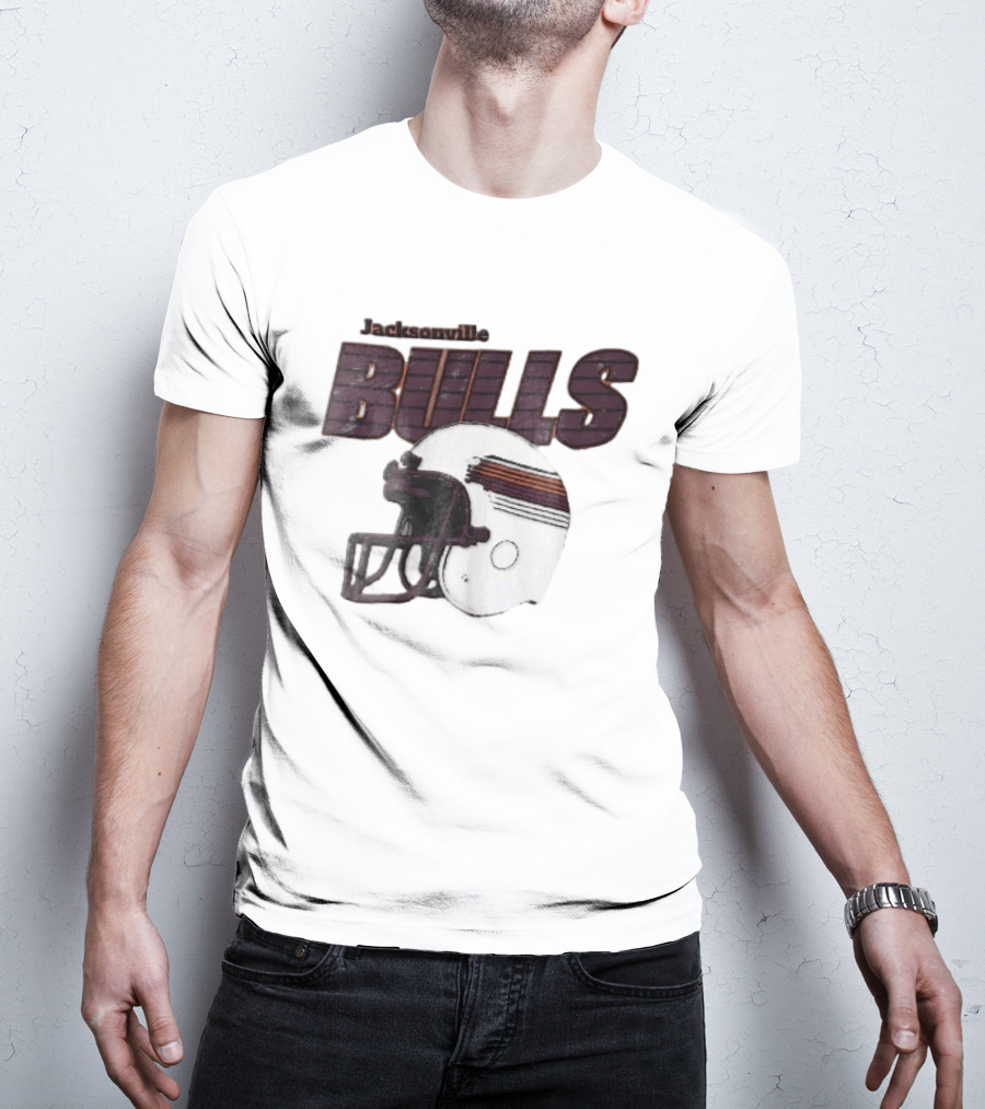 Jacksonville Bulls USFL Distressed Football Helmet T-Shirt