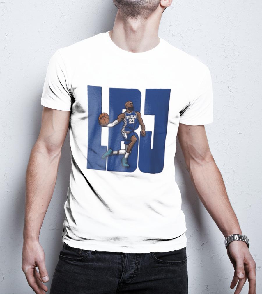 Philadelphia 76ers Phila 23 Cartoon Caricature Basketball Player Dribbling Lbj T-Shirt