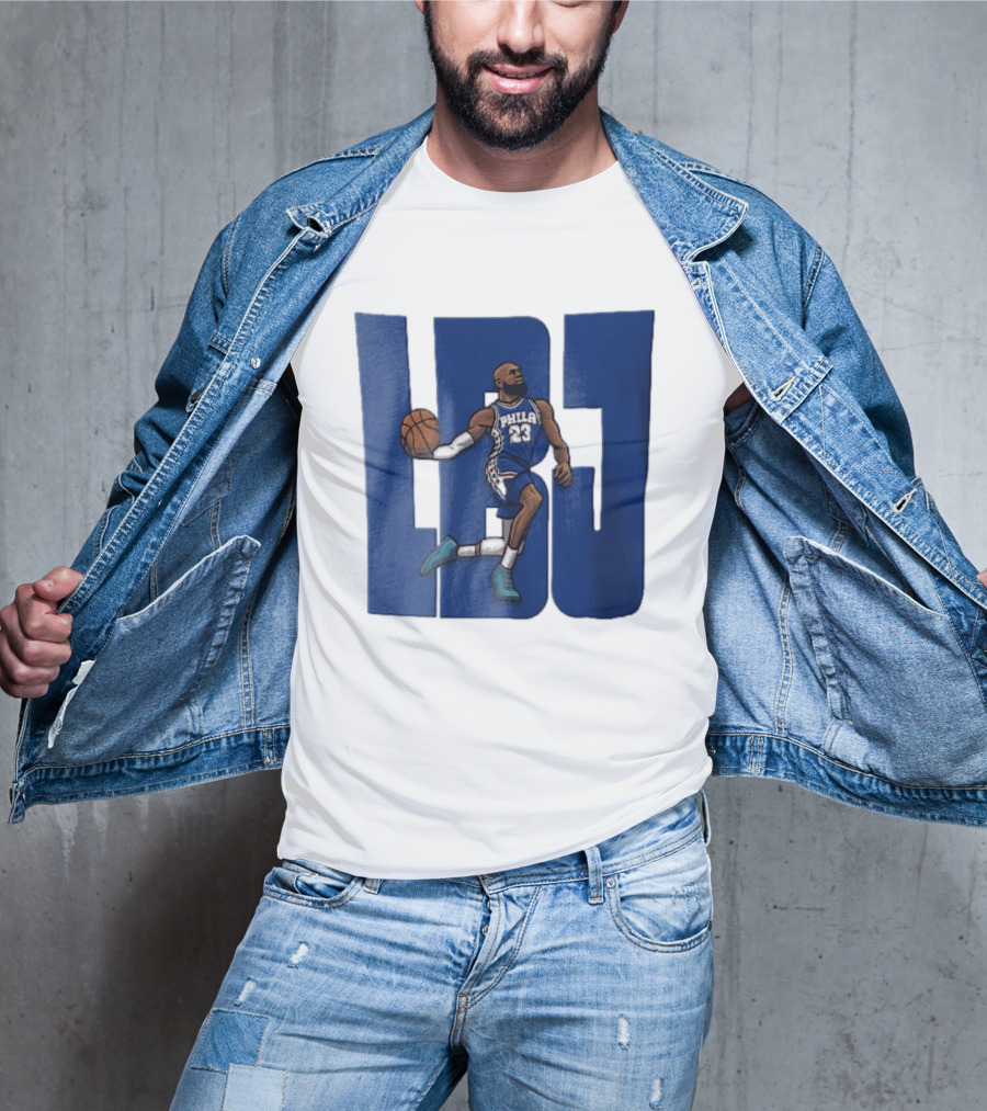 Philadelphia 76ers Phila 23 Cartoon Caricature Basketball Player Dribbling Lbj T-Shirt