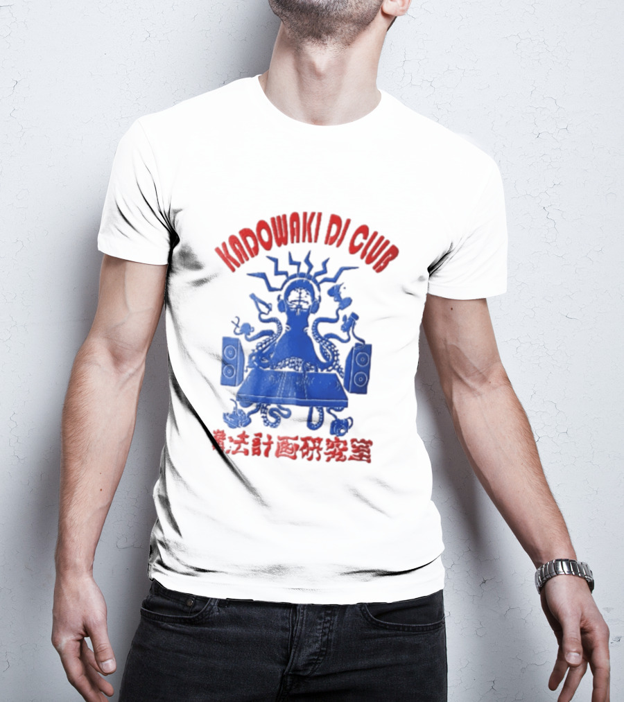Kadowaki Dj Club Blue Octopus Turntable Brain Headphones Speakers 2024 T-Shirt