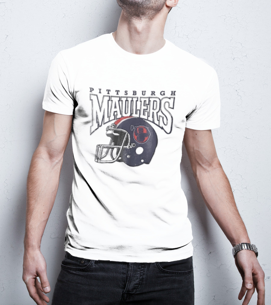 Pittsburgh Maulers Distressed Steelworker Football Helmet T-Shirt