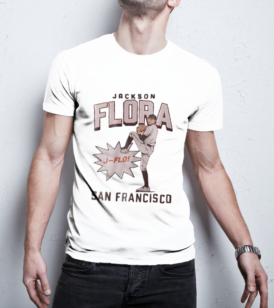Jackson Flora J Flo Baseball Pitcher San Francisco Starburst T-Shirt