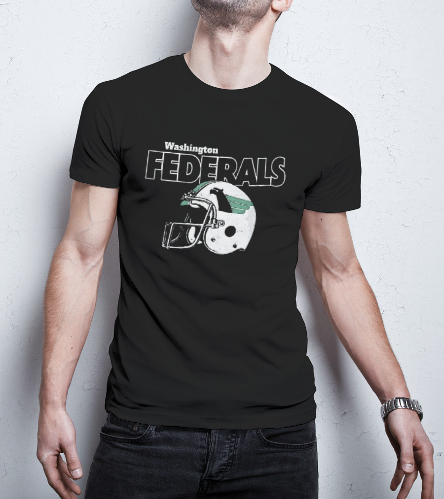 Washington Federals Distressed Football Helmet Green Eagle T-Shirt