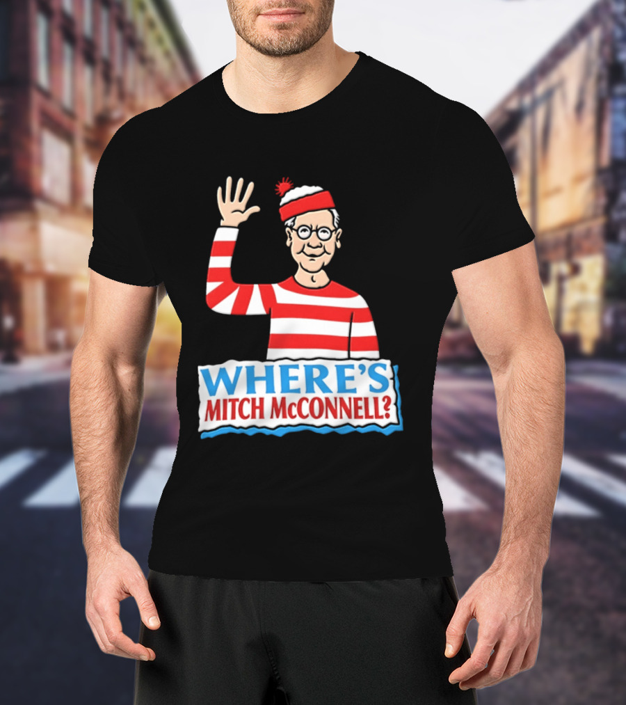 Where's Mitch McConnell Red White Stripes Waving T-Shirt