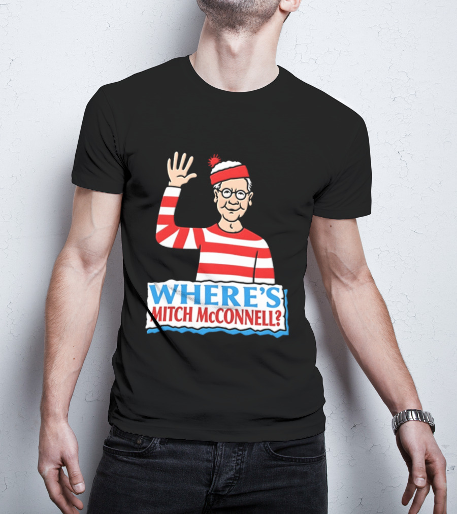 Where's Mitch McConnell Red White Stripes Waving T-Shirt