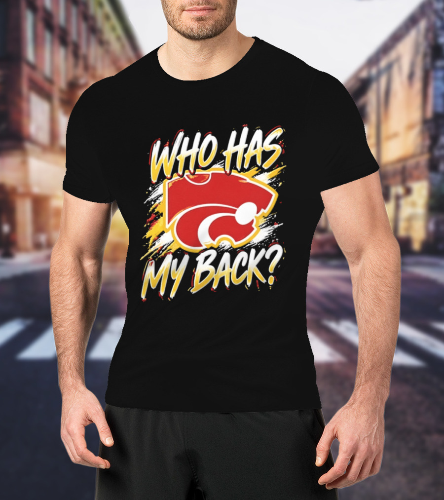 Wildcat Who Has My Back Bold Red And White Paw Print T-Shirt