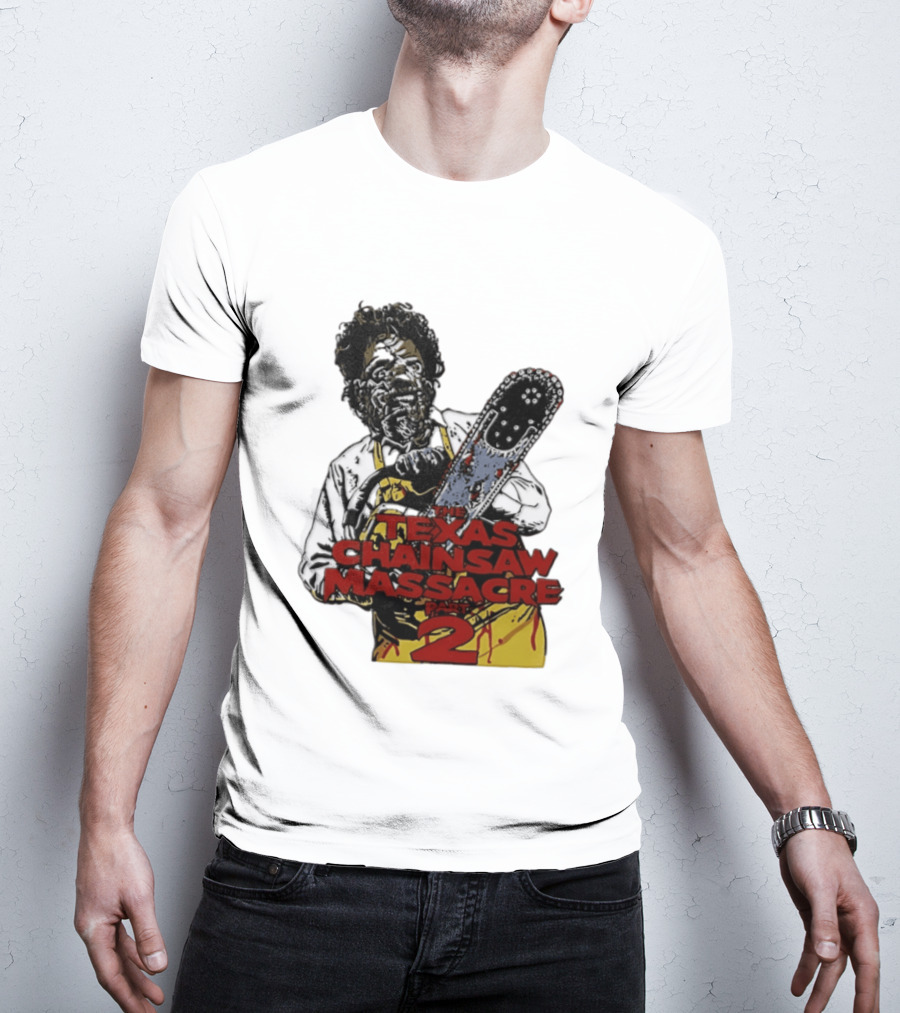 Texas Chainsaw Massacre Part 2 Leatherface Villain Bloody Chainsaw T-Shirt