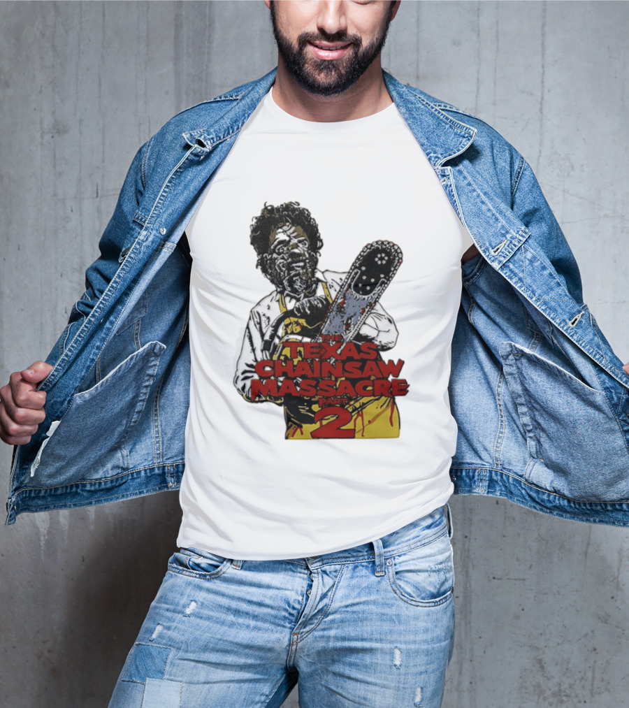 Texas Chainsaw Massacre Part 2 Leatherface Villain Bloody Chainsaw T-Shirt