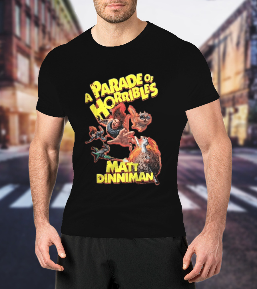 A Parade Of Horribles Matt Dinniman Action Fantasy Characters Flying Flaming Ball Adventure T-Shirt