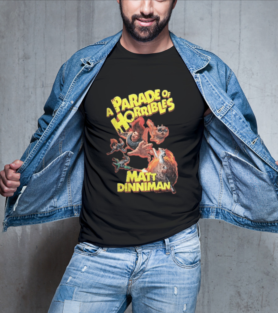 A Parade Of Horribles Matt Dinniman Action Fantasy Characters Flying Flaming Ball Adventure T-Shirt
