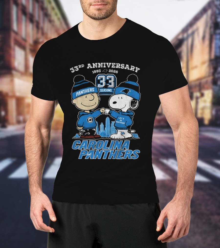 Charlie Brown Snoopy Carolina Panthers 33rd Anniversary 1993 2026 Seasons T-Shirt