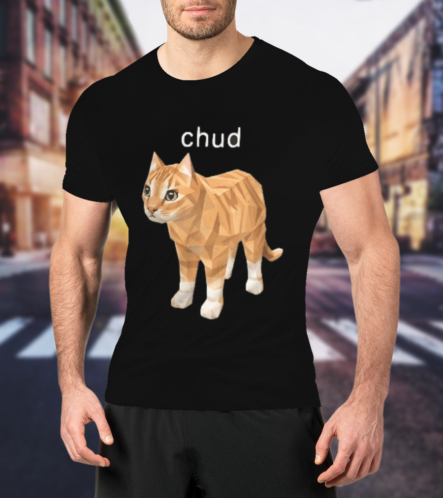 Chud Low Poly Geometric Orange Tabby Cat T-Shirt