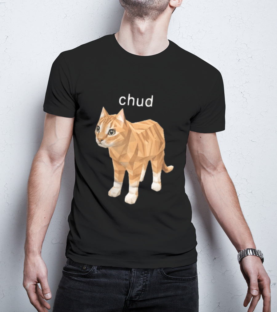 Chud Low Poly Geometric Orange Tabby Cat T-Shirt