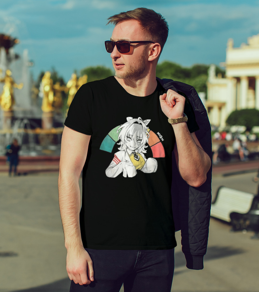 High Anime Cat Girl White Hair Threat Meter Gauge T-Shirt