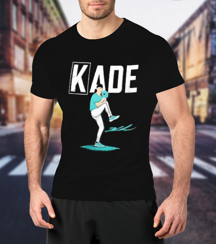 Kade Baseball Pitcher Teal Jersey Mound Action Cartoon T-Shirt