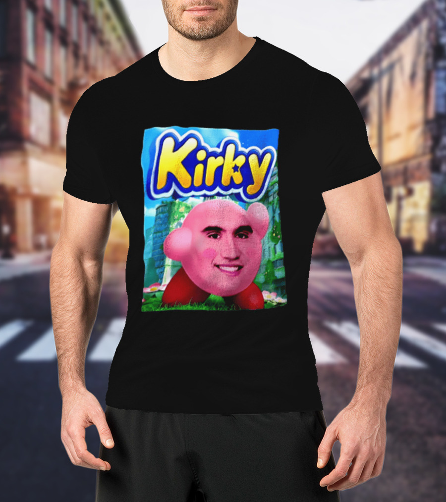 Kirky Kirby Nintendo Inspired Face Mashup Retro Gaming Nostalgia T-Shirt
