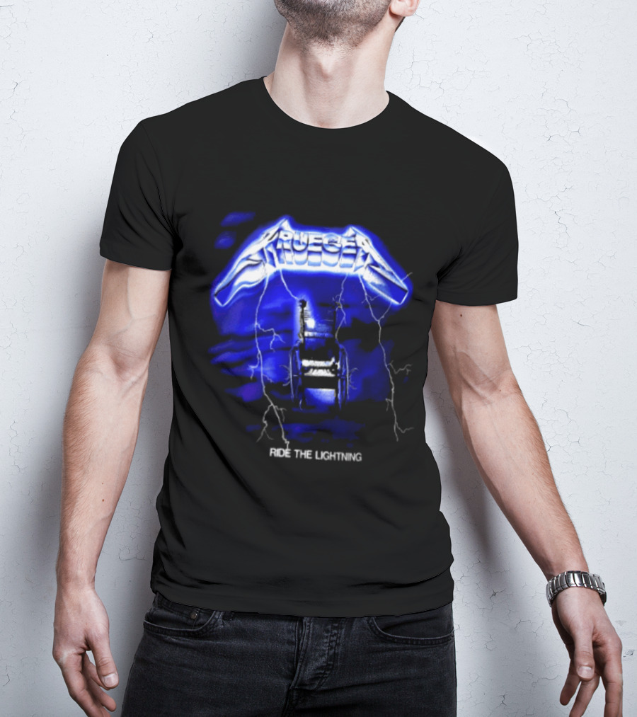 Krueger Ride The Lightning Wheelchair Electric Blue Thunderbolt T-Shirt