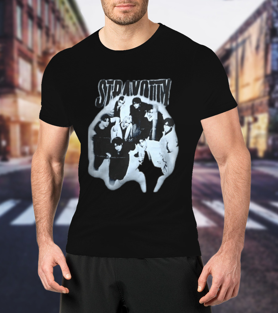 Stravotty K Pop Boy Group Monochrome Distressed Bootleg Photo T-Shirt
