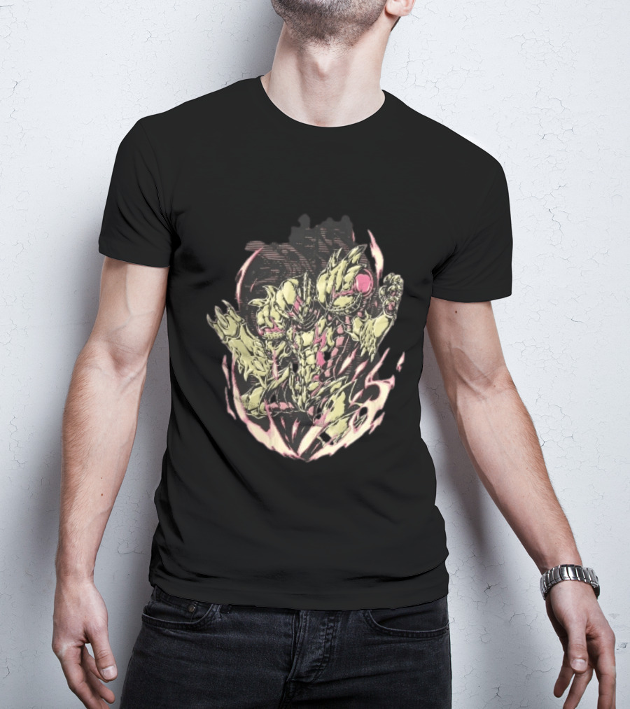 Metroid Samus Aran Suit Glowing Aura Halftone Powering Up T-Shirt