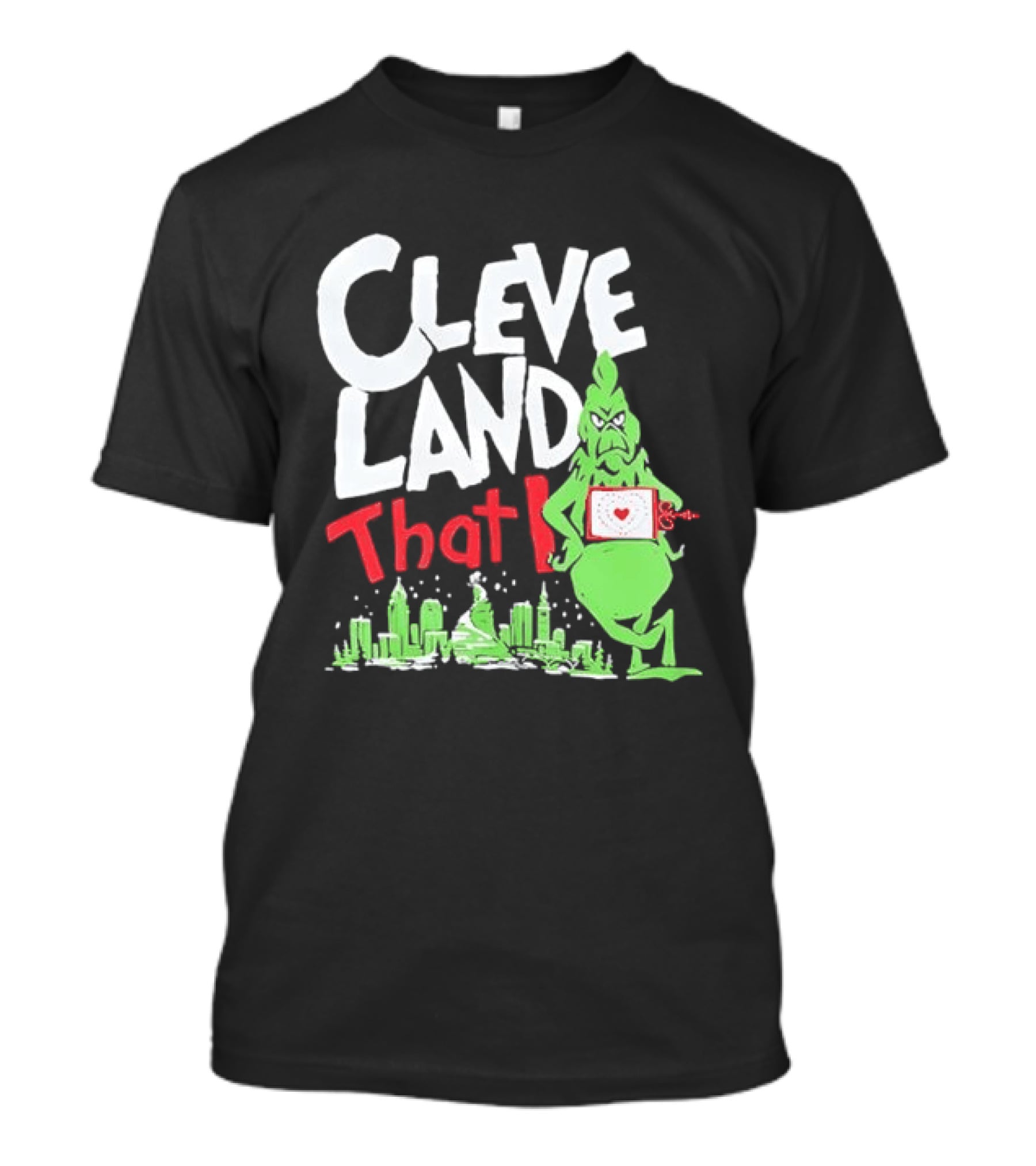 Cleveland That I Grinch Holiday Skyline Sweater T-Shirt