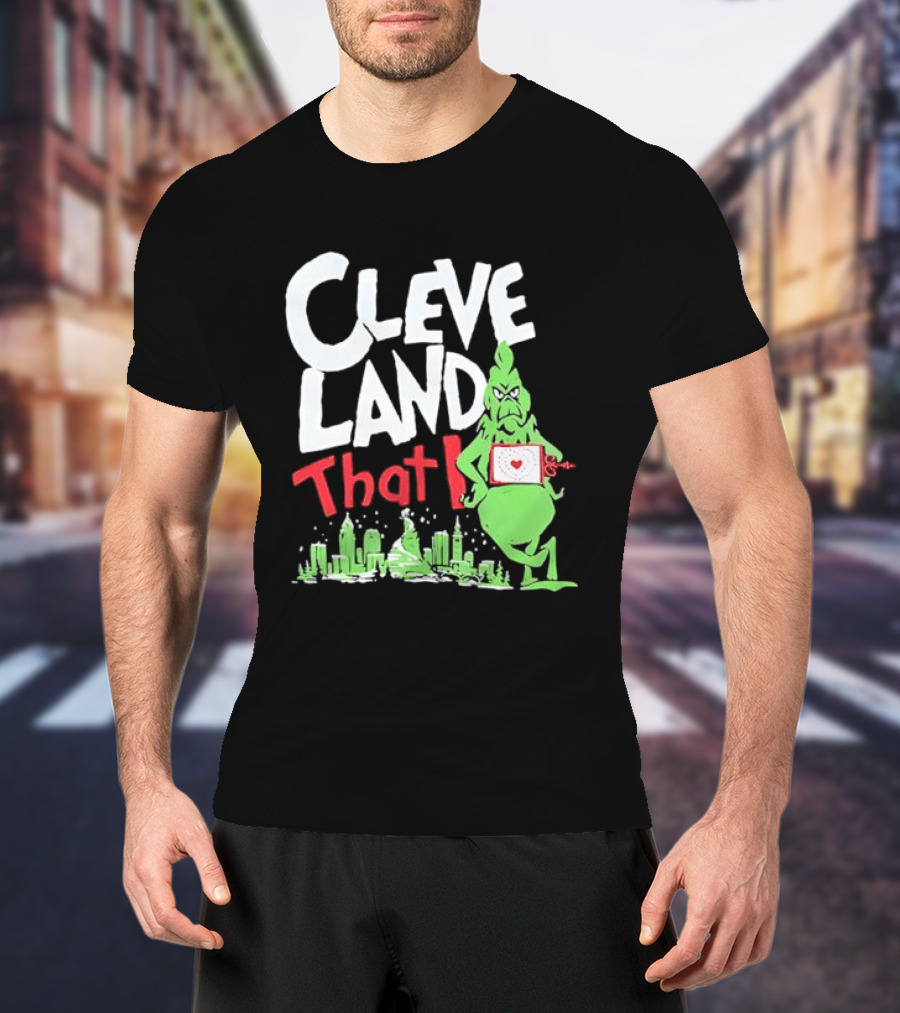 Cleveland That I Grinch Holiday Skyline Sweater T-Shirt