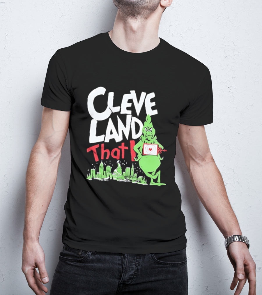 Cleveland That I Grinch Holiday Skyline Sweater T-Shirt