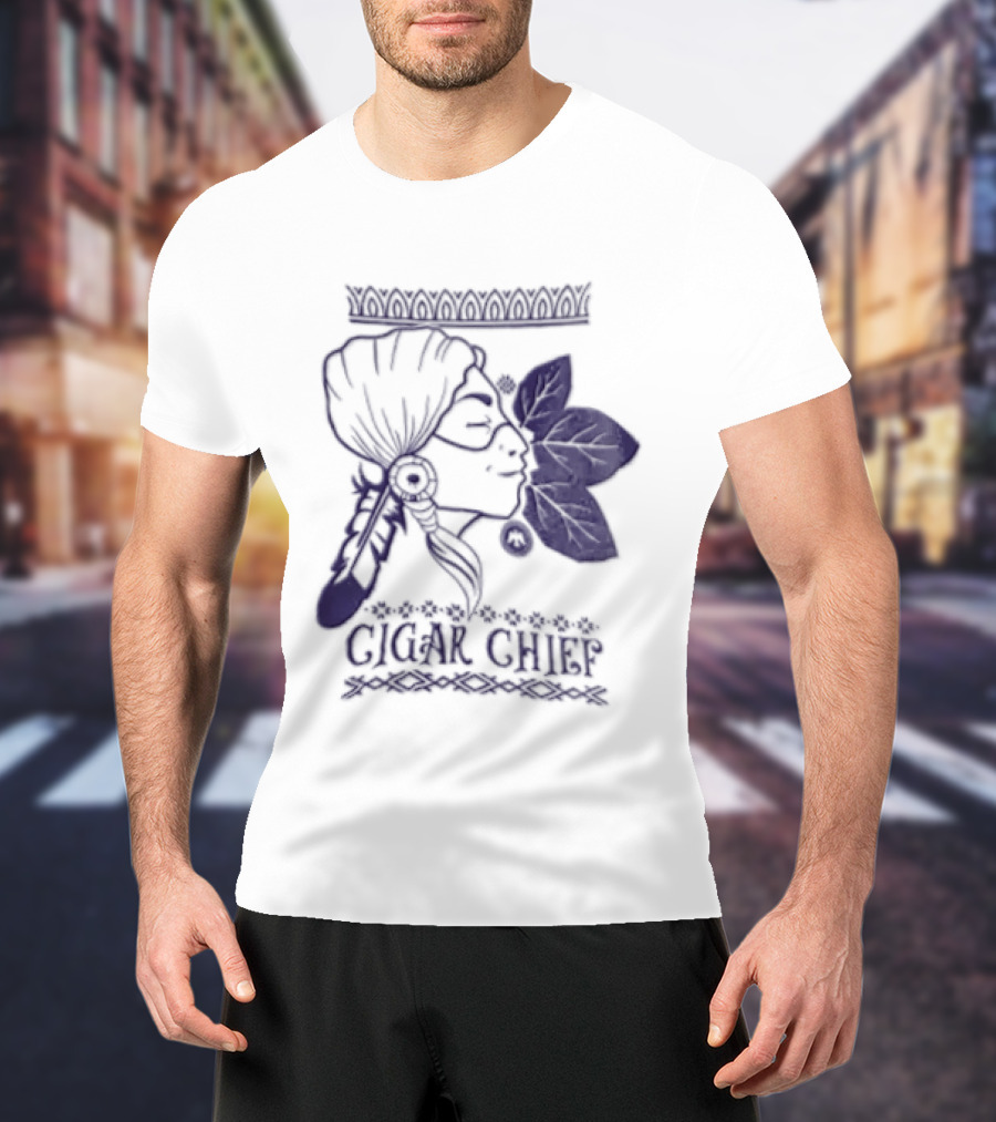 Cigar Chief Native American Smoking Profile T-Shirt