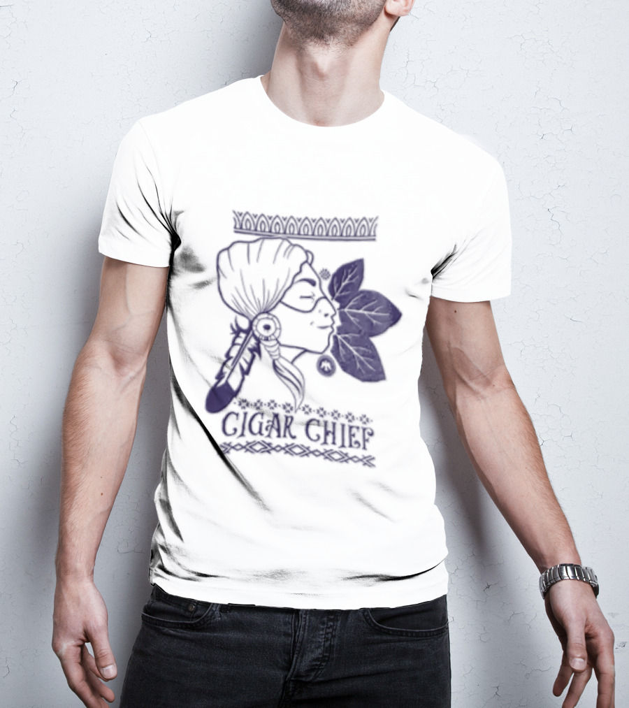 Cigar Chief Native American Smoking Profile T-Shirt
