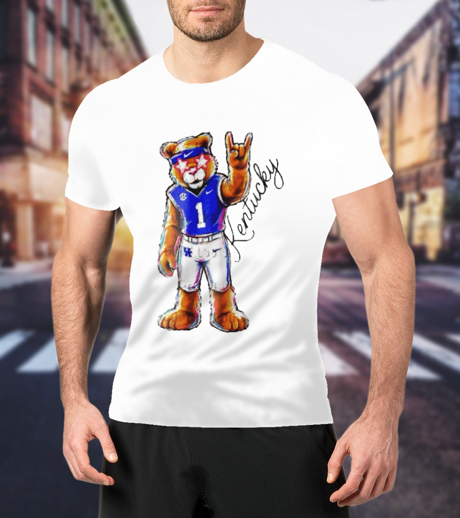 Kentucky Wildcats Mascot NCAA Pink Star Glasses Rock Sign T-Shirt