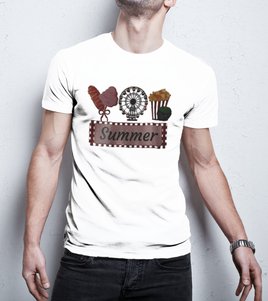 Summer Corn Dog Cotton Candy Ferris Wheel Popcorn Caramel Apple T-Shirt