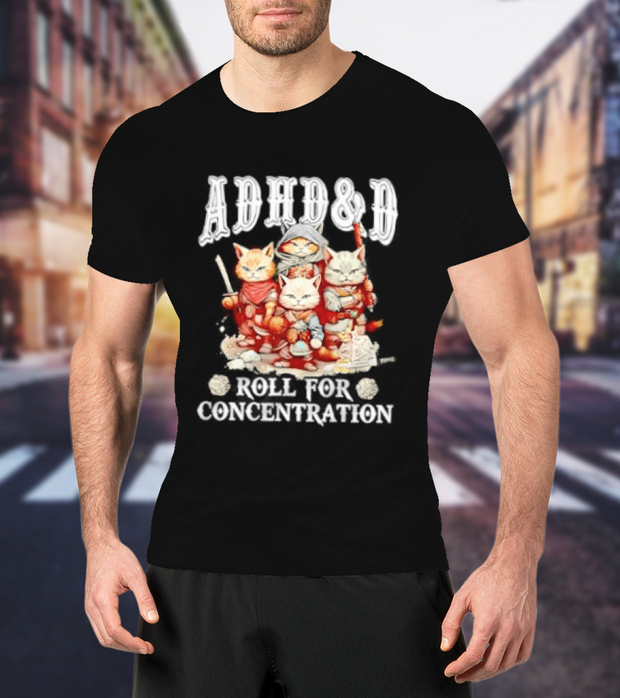ADHD&D Roll For Concentration Cat Trio Adventure T-Shirt