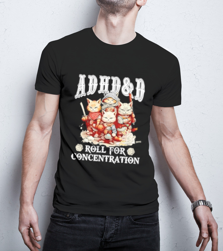 ADHD&D Roll For Concentration Cat Trio Adventure T-Shirt