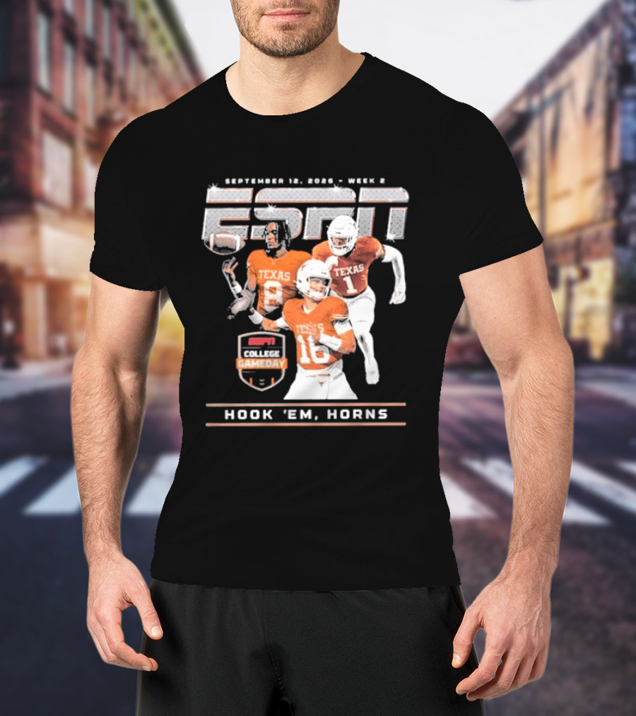 September 12 2026 ESPN College Gameday Texas Longhorns Hook 'Em Horns T-Shirt