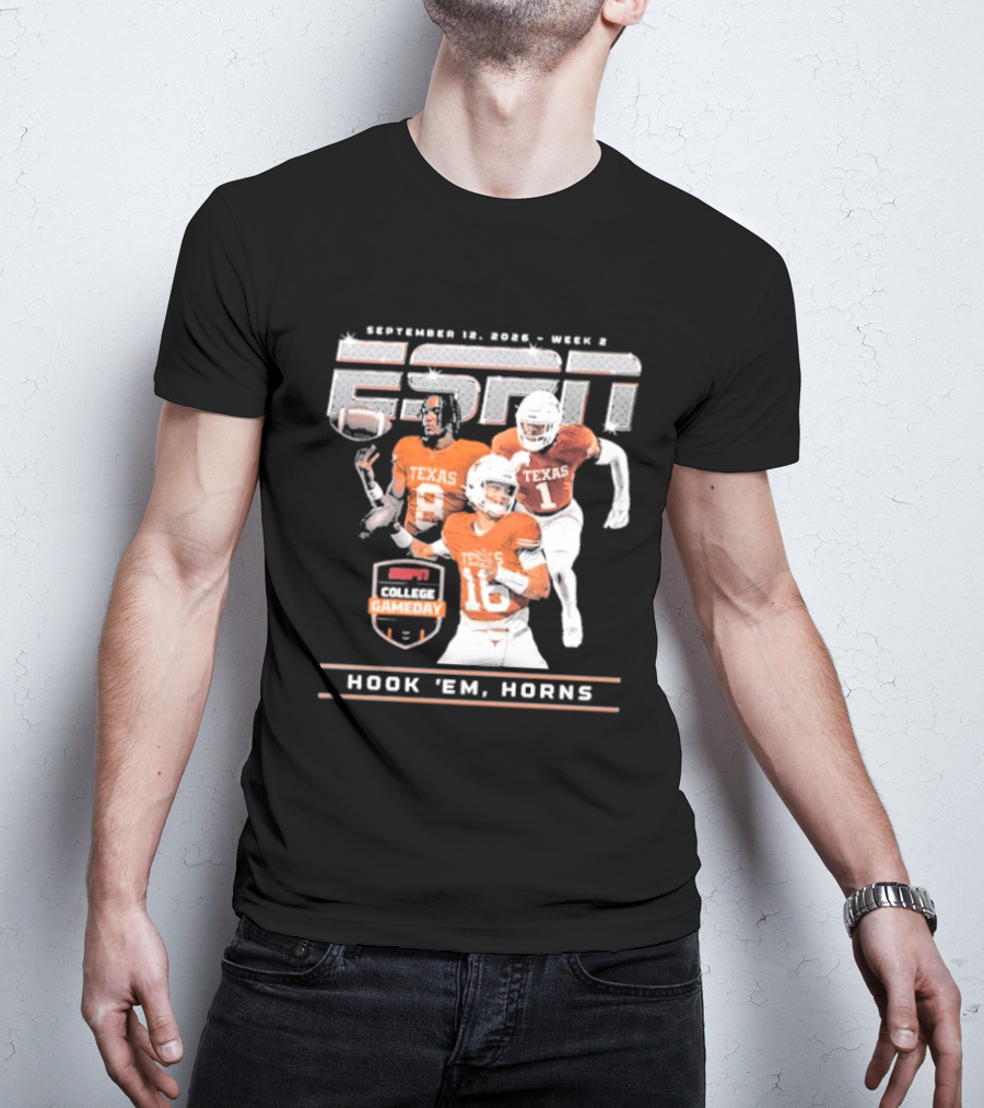 September 12 2026 ESPN College Gameday Texas Longhorns Hook 'Em Horns T-Shirt
