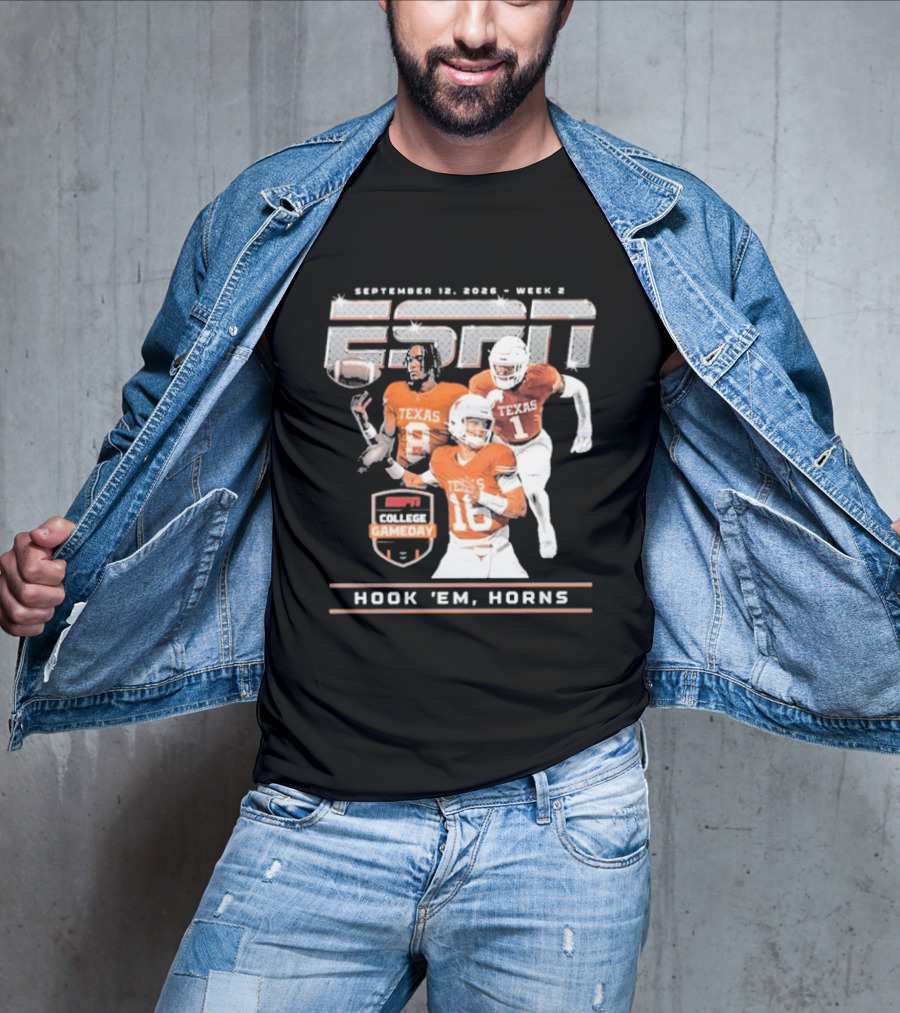 September 12 2026 ESPN College Gameday Texas Longhorns Hook 'Em Horns T-Shirt