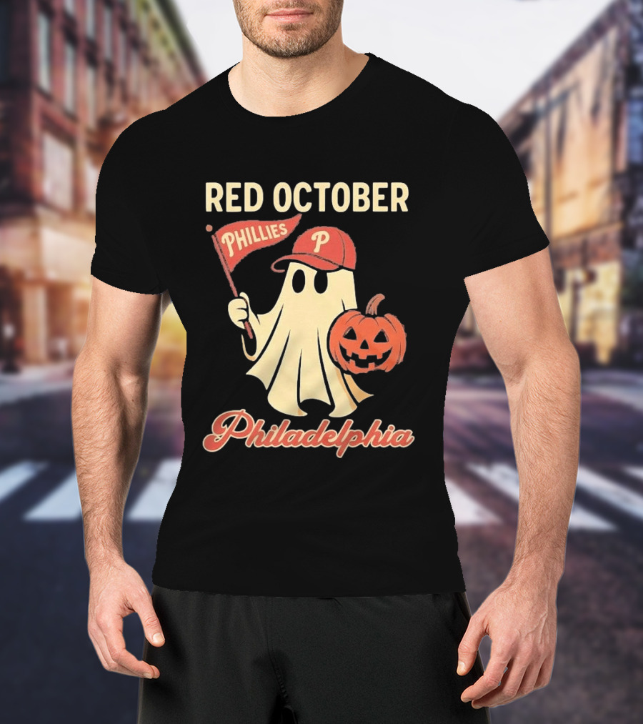 Red October Phillies Ghost Pumpkin Philadelphia T-Shirt