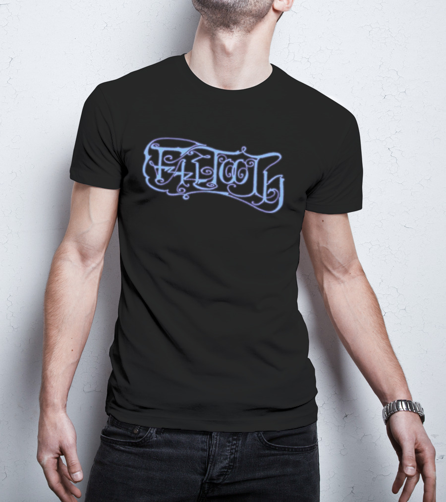 Just Store Faetooth Cropped Purple Calligraphic T-Shirt