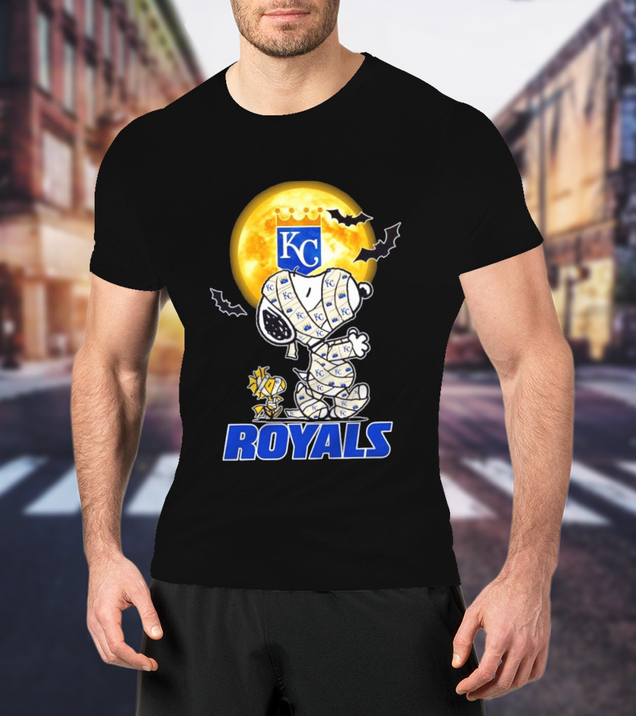 Kansas City Royals Snoopy Woodstock Mummy Halloween Moon Bats T-Shirt