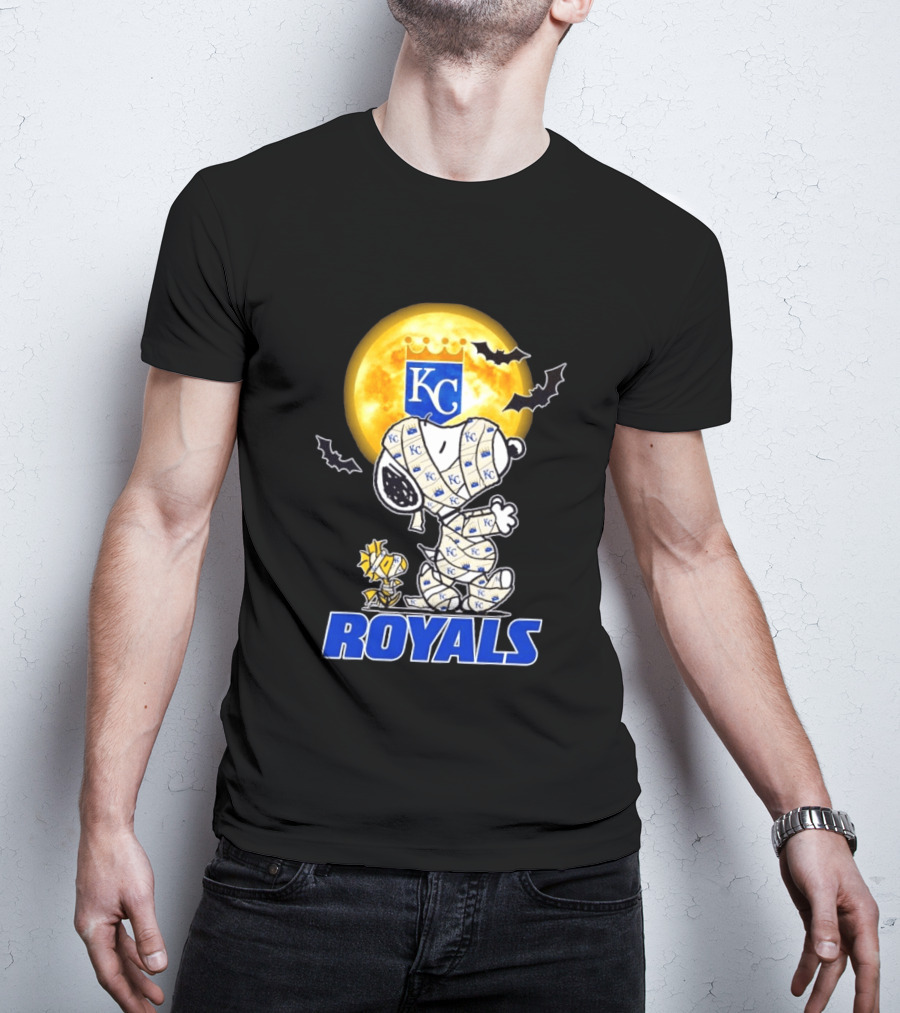 Kansas City Royals Snoopy Woodstock Mummy Halloween Moon Bats T-Shirt