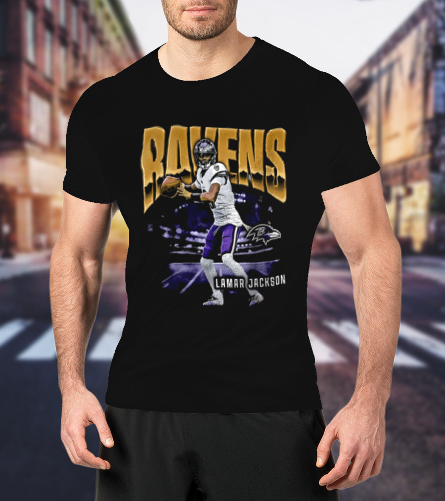 Ravens Lamar Jackson Football Iconic Quarterback T-Shirt