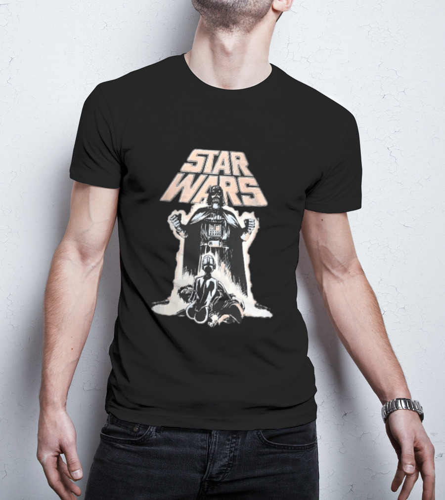 Star Wars Distressed Comic Darth Vader Over Defeated Droid T-Shirt