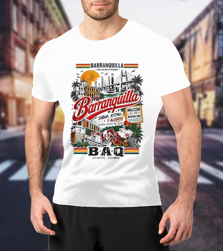 Barranquilla Colombia BAQ Sabor Ritmo Alegria Malecon Atlantico Explora T-Shirt
