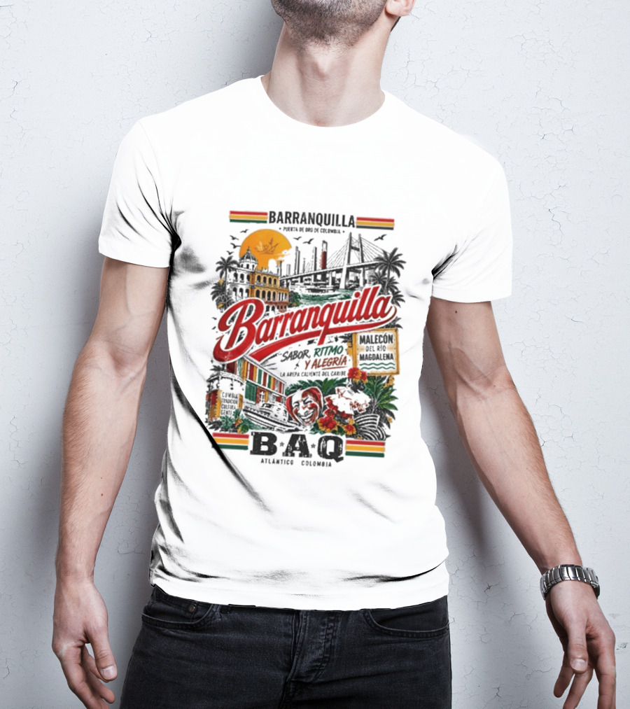 Barranquilla Colombia BAQ Sabor Ritmo Alegria Malecon Atlantico Explora T-Shirt