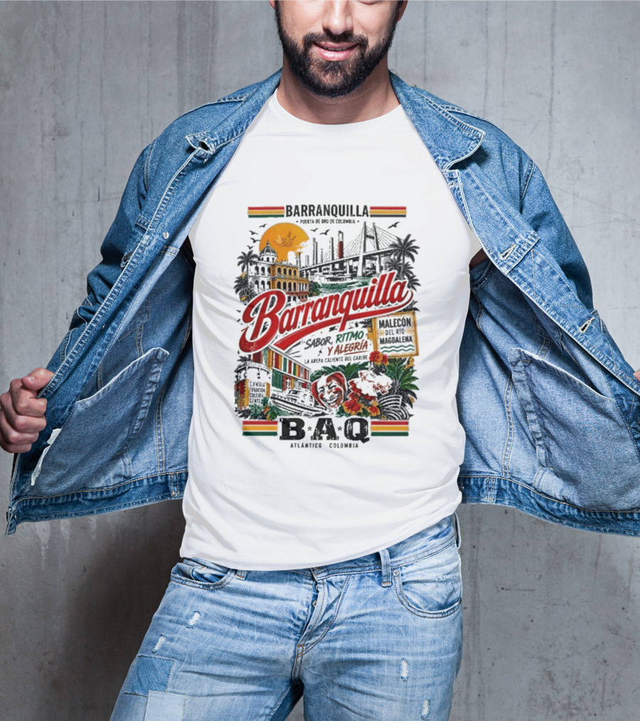 Barranquilla Colombia BAQ Sabor Ritmo Alegria Malecon Atlantico Explora T-Shirt