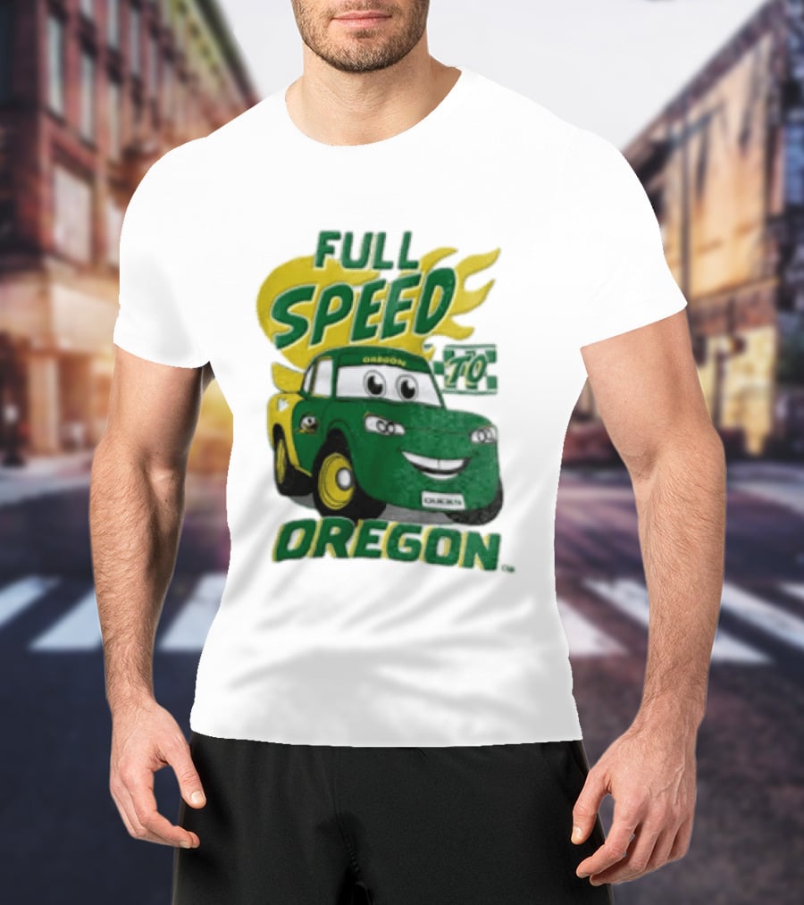 Full Speed Oregon Ducks Car Toon Sporting Team Spirit T-Shirt