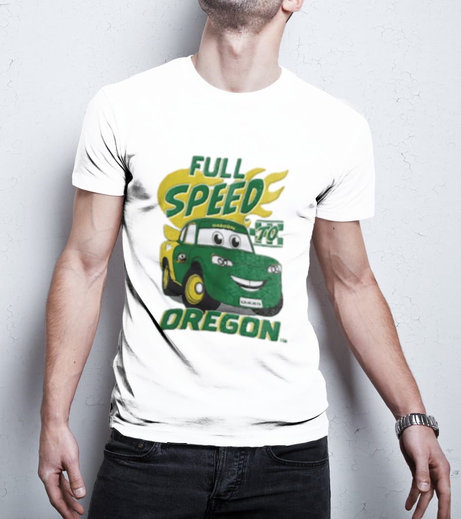 Full Speed Oregon Ducks Car Toon Sporting Team Spirit T-Shirt